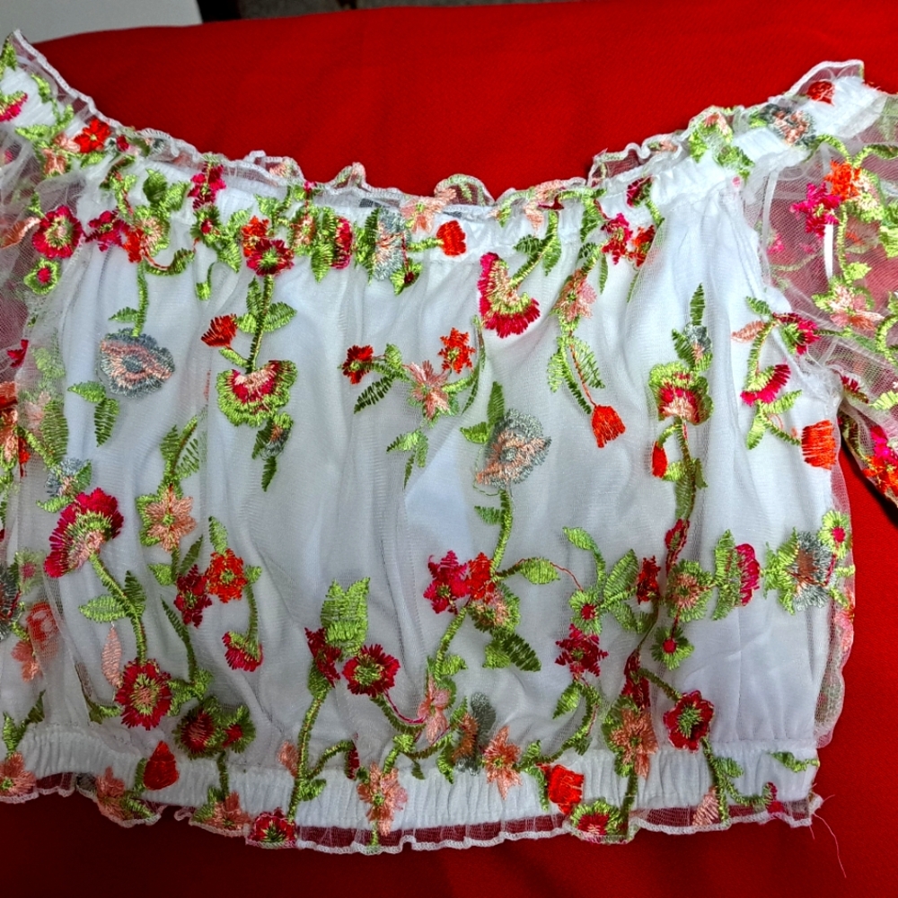 Floral Embroidered Crop Top